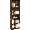 Adjustable 5 Tier Amber Pine Bookcase Living Room Storage
