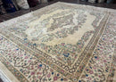 Indo Persian Rug 12x15, Palace Sized Carpet, Oversized Wool Handmade Rug, Kerman Rug, Semi Open Field, Pande Cameron Rug, Beige