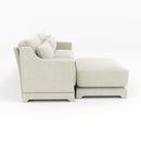 Elegant Two-Seater Sofa with Ottoman, Lumbar Pillows, Ergonomic Design, Beige Chenille, Wood Frame