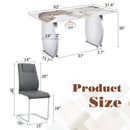 Table and chair set.63*31.4 Inch Pandora Patterned Sintered Stone Dining Table Set - 6 Dark Gray Chairs With Silver Metal Legs.Modern Light Luxury.Perfect For Dinner Room,Meeting Room,Kitchen,etc.