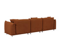 Originality Shapes Curry Lambswool Sherpa 4 Seater Sofa With Metal Legs, Solid Wood Frame Couch with 3 Pillows, Linear and Modular Version Design, Possibility Combined Armchair Current Style