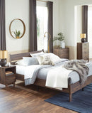 Queen Panel Platform Bed Dark Brown Walnut Storage