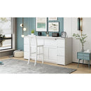 Full Size Murphy Bed with Drawers, Cabinets and USB Ports,White