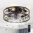 18-inch Black Vintage Caged Ceiling Fan Light – Quiet Operation, Remote Control, Industrial Style for Living Room, Bedroom, and Kitchen (Bulb Not Included)