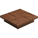 Square Marble Veneer Coffee Table Sliding Top with Storage in Walnut 39.4"