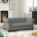 Modern Linen Fabric Light Grey Elevated Pet Bed for Small and Medium Dogs