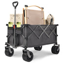 PORTABLE 400L Collapsible Wagon, Folding Wagon Cart , Beach Wagon with Big Wheels, 450LB Heavy Duty Foldable Wagon, Large Capacity Wagon for Camping, Sports, Garden, Baseball