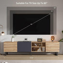 Modern TV with 3 Cabinets& Open Shelves, Color-matching Media Console Table for TVs up to 80", Entertainment Center with Drop Down Door for Living Room, Bedroom, Home Theatre