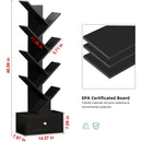 8 Tier Tree Bookshelf Drawer Freestanding Black Bookcase