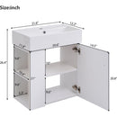 21.6inch Modern Floating Bathroom Vanity with Ceramic Basin - Perfect for Small Bathrooms, Left side storage