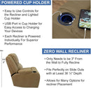 Charles 67 Inch Powered Double RV Wall Hugger Recliner Sofa