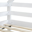 Twin over Twin Rubber Wood Floor Bunk Bed, with ladder,Guardrails,House-Shaped-Bunk Bed,White