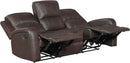 Manual Double Recliner Sofa Brown Leather Match Wall Hugger