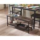 Dining Table Set for 4,Kitchen Table with 2 Benches,Wood Tabletop and Metal Frame,Breakfast Table Set for Small Space,Apartment,Dining Room, Home Office