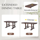 6-Piece Extendable Dining Table Set, 60–78 in. Wood Table with Removable Leaf, 4 Upholstered Chairs and Bench, Cherry Finish