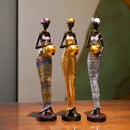 African style black woman resin figurine living room decor gold accents