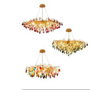 Agate designer led chandelier colorful gold light for dining room