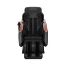 Black massage chair with brown accents on a white background