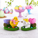 Set of 2 Easter Bunny and Chick Figurine Set - 5" Spring Egg Holder Decor