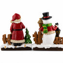 Set of 2 Santa and Snowman Candle Holders 6 Inches