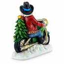 Cowboy Santa Riding Motorcycle LED Figurine - 8.5" Resin Christmas Decor