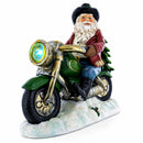 Cowboy Santa Riding Motorcycle LED Figurine - 8.5" Resin Christmas Decor