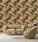 Elegant Dark Green Floral Wallpaper Fashionable