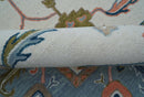 Allure Custom Made Ivory And Blue Traditional Oushak Hand Tufted Wool Rug