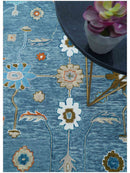 Allure Custom Made Modern Oushak Blue And Ivory Hand Tufted Wool Rug