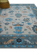 Allure Custom Made Traditional Design Peach And Blue Hand Tufted Wool Rug