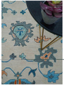 Allure Custom Made Traditional Design Peach And Blue Hand Tufted Wool Rug