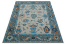 Allure Custom Made Traditional Design Peach And Blue Hand Tufted Wool Rug