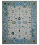 Allure Custom Made Traditional Oushak Beige And Blue Hand Tufted Wool Rug