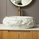 Nuvia 18-Inch Ivory Oval Bathroom Resin Vessel Basin Sink With Stone Pattern (SAK65412)