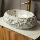 Nuvia 18-Inch Ivory Oval Bathroom Resin Vessel Basin Sink With Stone Pattern (SAK65412)