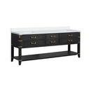 Nuvia 84-Inch Black Oak Double Bathroom Vanity With White Quartz Top (SAK97241)