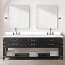 Nuvia 84-Inch Black Oak Double Bathroom Vanity With White Quartz Top (SAK97241)