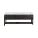Nuvia 84-Inch Black Oak Double Bathroom Vanity With White Quartz Top (SAK97241)