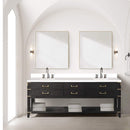 Nuvia 84-Inch Black Oak Double Bathroom Vanity With White Quartz Top (SAK97241)