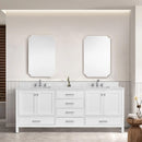 Nuvia 84-Inch Double Basin Freestanding Bathroom Vanity With Solid Wood Frame [No Faucet] (SAK82614)