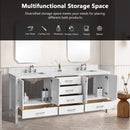 Nuvia 84-Inch Double Basin Freestanding Bathroom Vanity With Solid Wood Frame [No Faucet] (SAK82614)