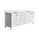 Nuvia 84-Inch Double Basin Freestanding Bathroom Vanity With Solid Wood Frame [No Faucet] (SAK82614)