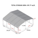 [20X20FT] Alora Heavy-Duty Extra-Large 2 Car Metal Carport Kit For Cars, Boats, And Trucks (SAK46135)