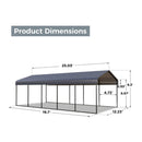 [12X25FT] Alora Heavy-Duty Extra-Large Multi Vehicle Carport Kit With Galvanized Steel Roof (SAK37514)