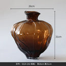 Amber brown wavy grain glass pumpkin vase living room decor