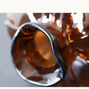 Amber brown wavy grain glass pumpkin vase living room decor