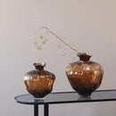 Amber brown wavy grain glass pumpkin vase living room decor