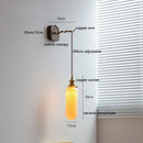 Amber glass ceramic ball led wall lights for bedroom with pull chain