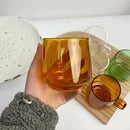 Amber glass coffee mug kitchen juice and tea cup
