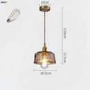 Amber glass copper pendant lights for dining room four piece set
